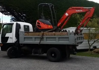 Excavator on truck